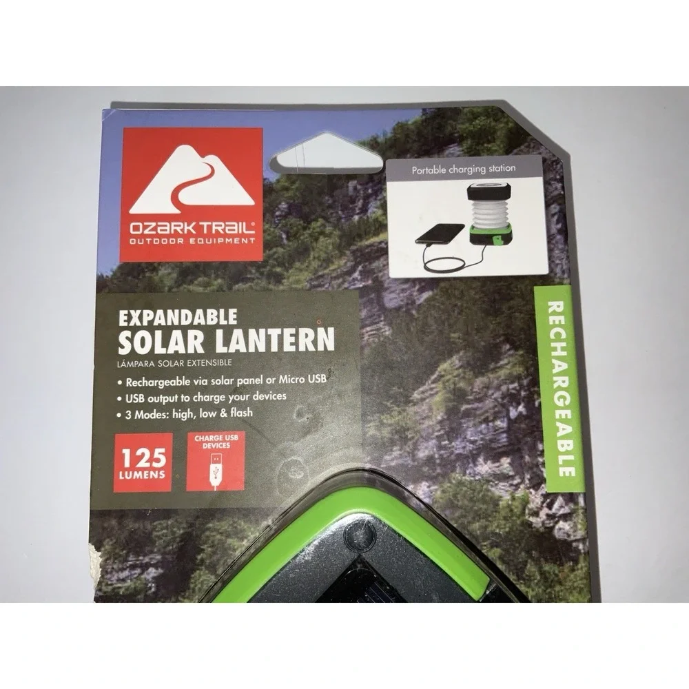 NIP Ozark Trail Expandable Solar Lantern Rechargeable 125 Lumens